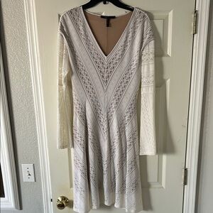 Elegant Lace V-Neck Dress in Cream
